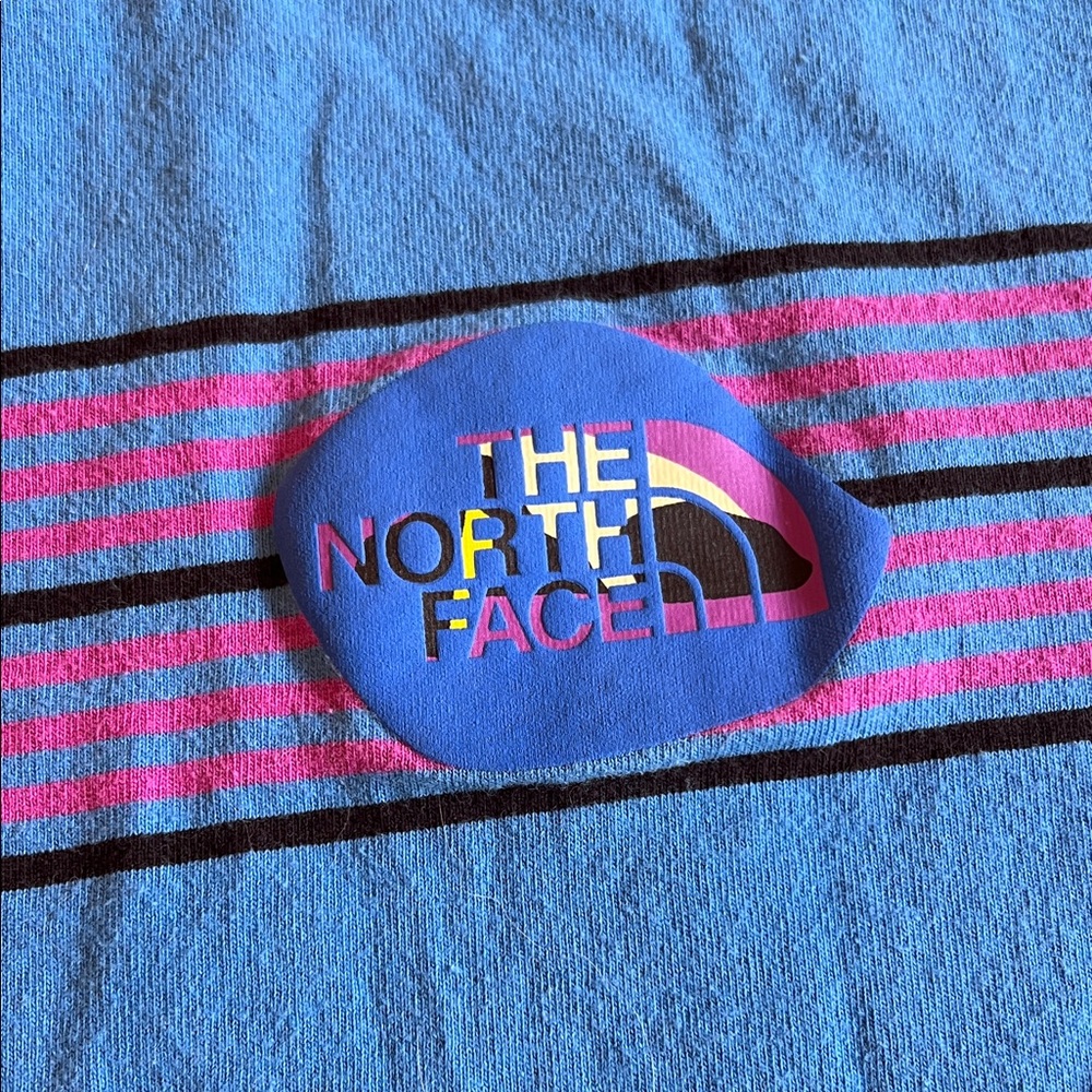 The North Face Vibrant Blue and Pink Striped Tee - Picture 2 of 4